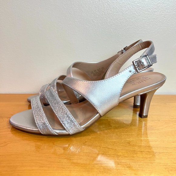 Naturalizer Women Taimi Silver Strappy Dress Sandals Heels Shoes 8.5 NEW‎ - Picture 6 of 13